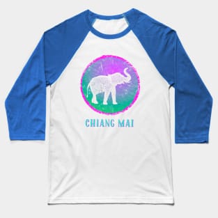 Chiang Mai Thailand Colorful Weathered Elephant Baseball T-Shirt